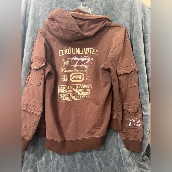 Ecko Unlimited Other - Men's Vintage Ecko Zip Hoodie with Arm Pocket Details in Brown Size XL